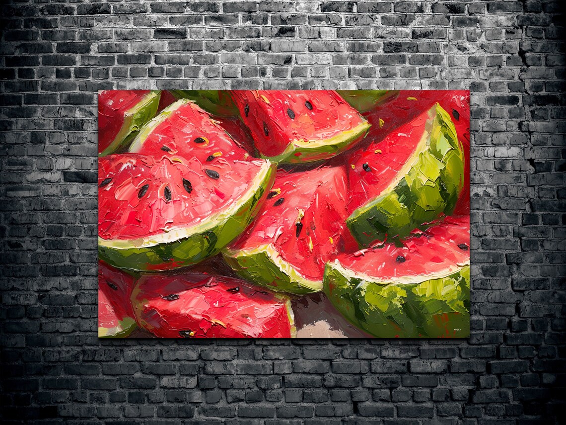 Watermelon Wall Decor Print Kitchen Wall Art Modern Cuisine Kitchen Wall Hanging Watermelon Wall Art Landscape Ready To Hang - Image 2