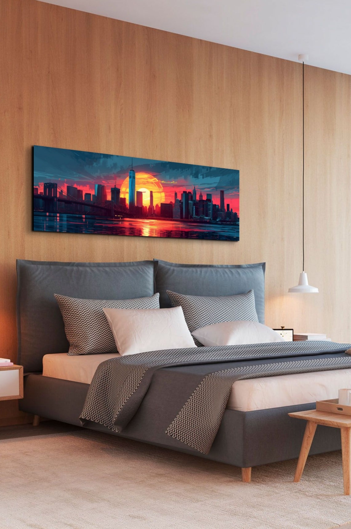 New York City Skyline Sunset Colorful Pop Art Style Wall Art - Image 5