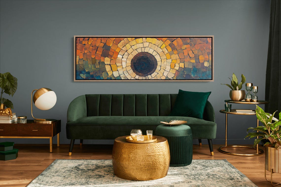 Stone Mosaic Concentric Circle Art Rustic Earthy Tones Poster - Image 6