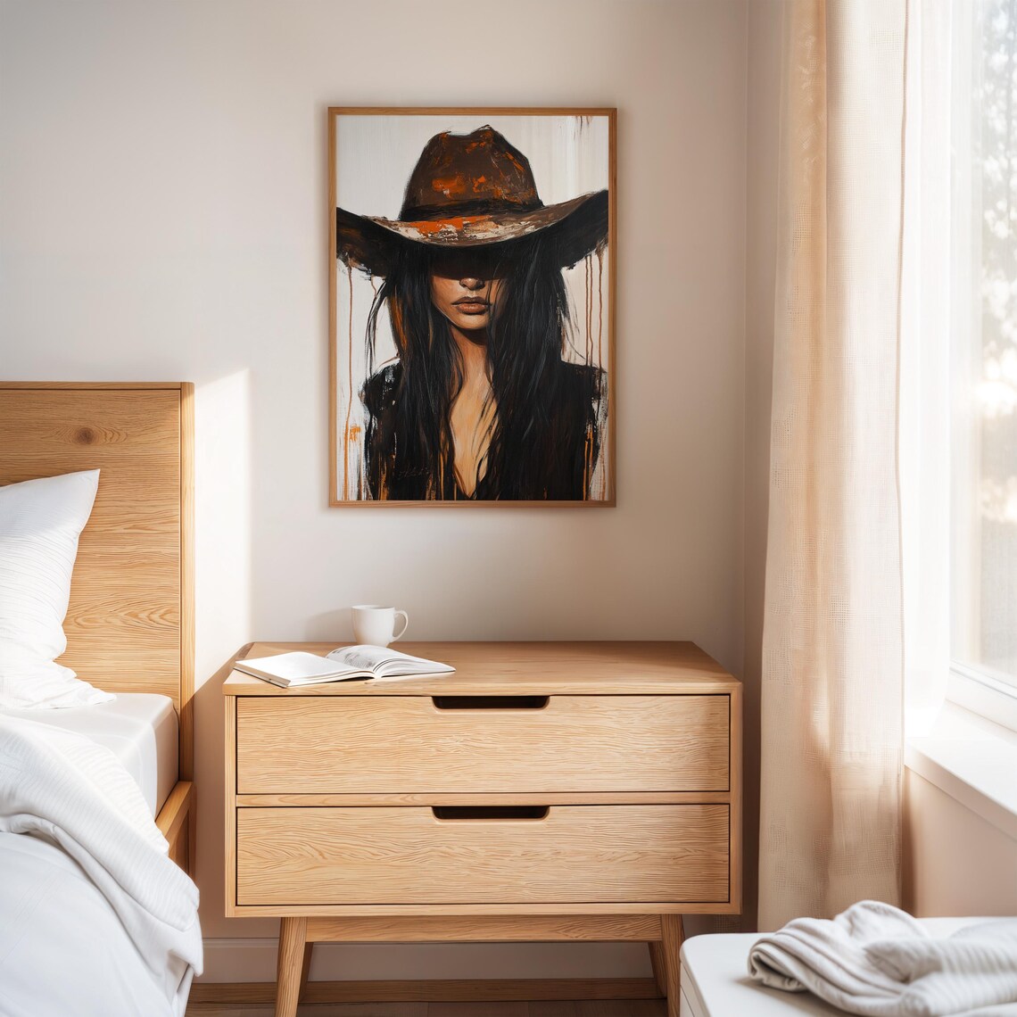 Cowgirl In Hat, Rustic Western Wall Art Print - Image 3