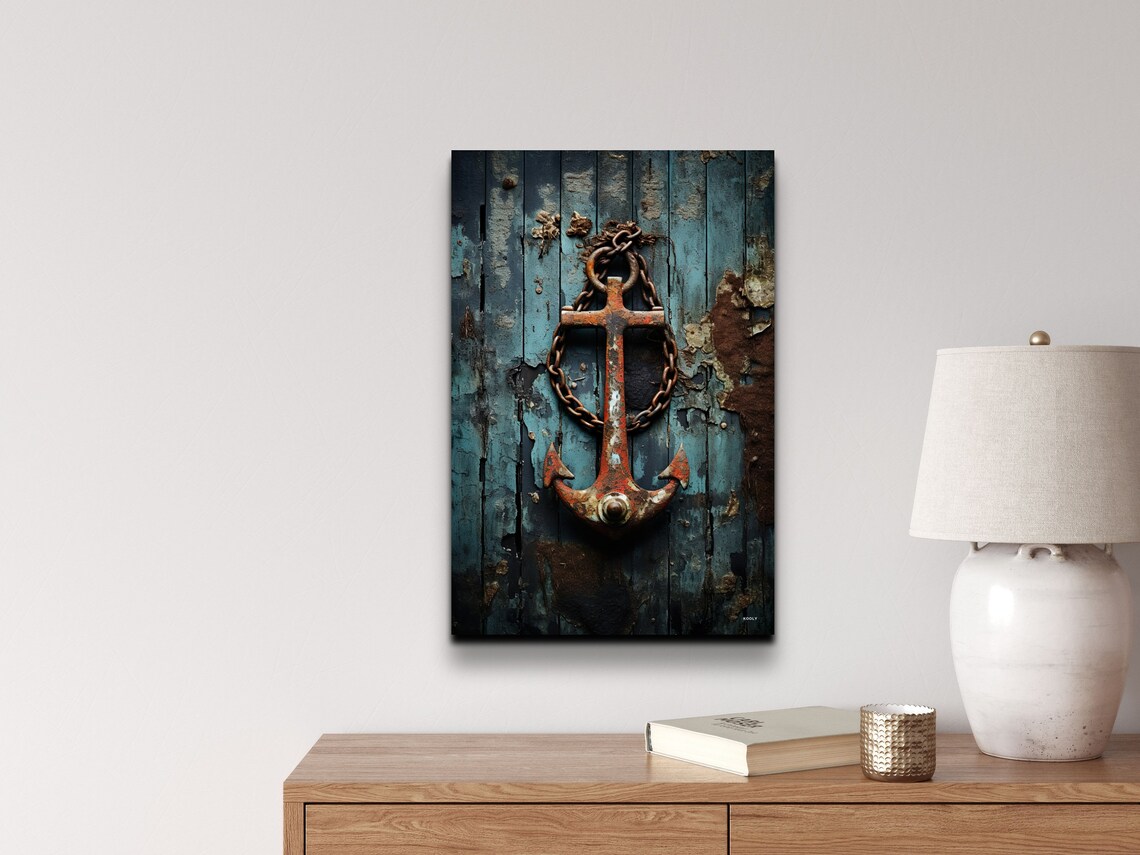 Rusty Anchor Nautical Wall Art, Boathouse Decor - Image 4