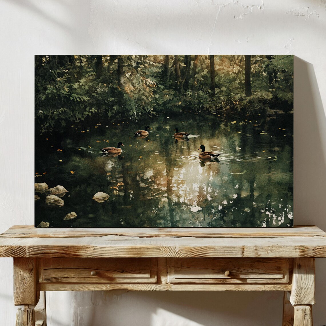 Tranquil Pond Ducks, Serene Nature Scene - Image 4