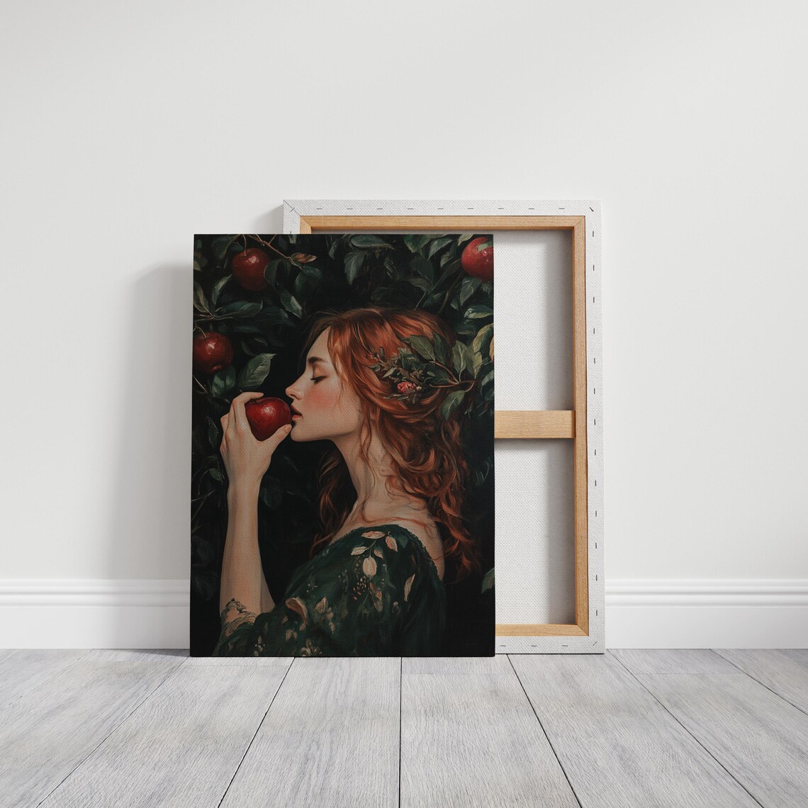Enchanting Redhead In Orchard Wall Art Romantic Portrait With Apples And Lush Greenery - Image 3