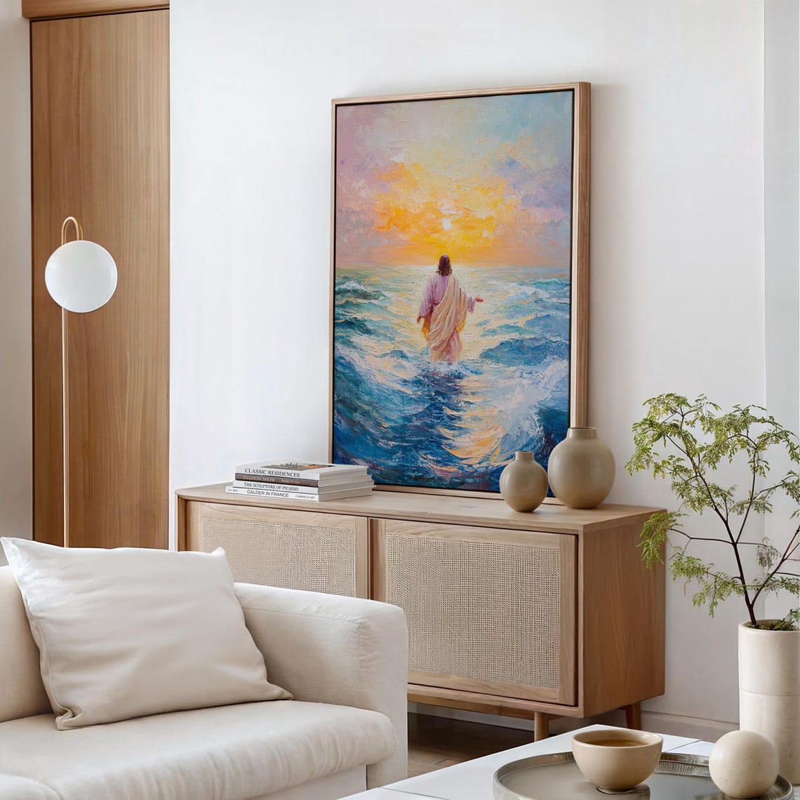 Jesus Walking On Water Sunset Ocean Christian Faith Art Poster - Image 4