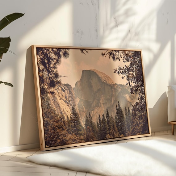 Yosemite Half Dome Golden Light Photo Majestic Mountain Print Art