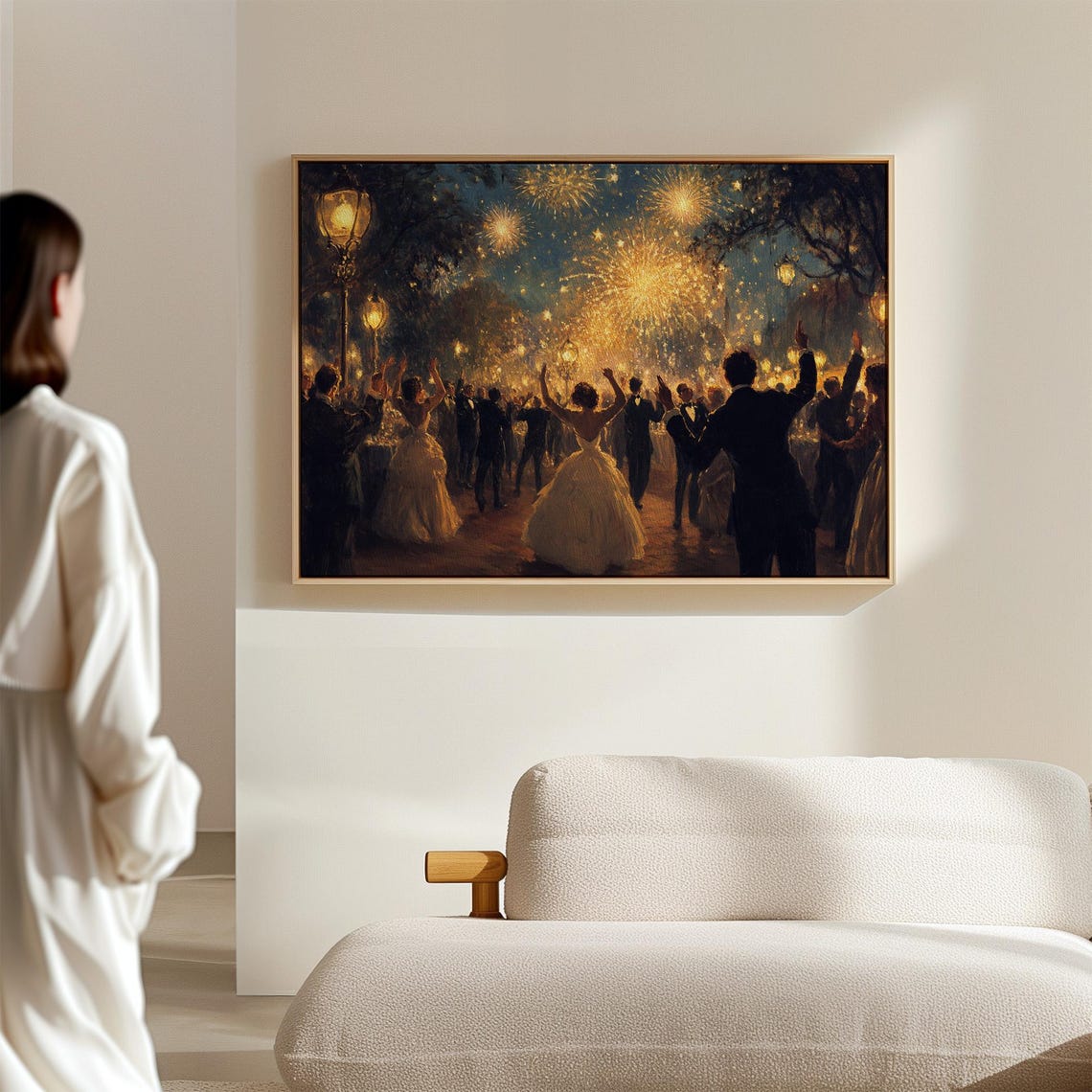 Elegant Outdoor Gala Dance Under Fireworks Night Celebration Wall Art - Image 7