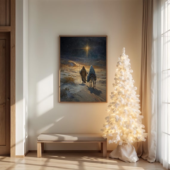 Journey To Bethlehem Nativity Star Christmas Art Print