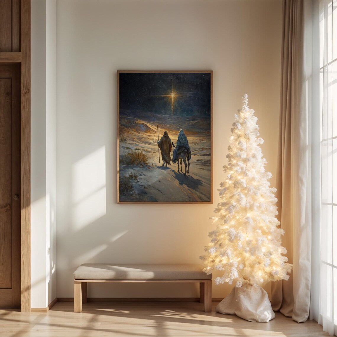 Journey To Bethlehem Nativity Star Christmas Art Print