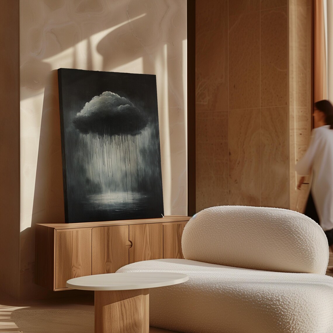 Moody Rain Cloud Minimalist Abstract Wall Art - Image 7