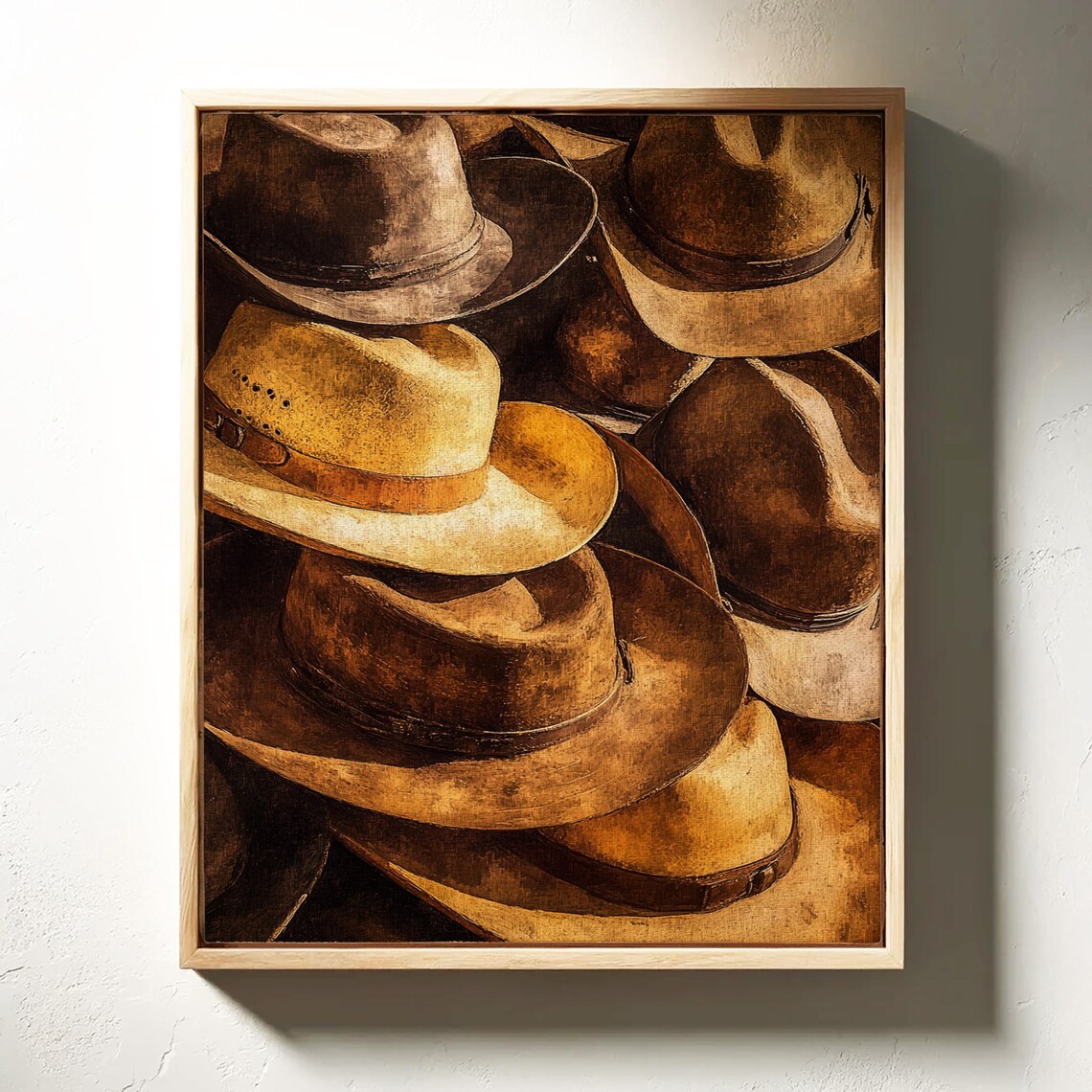 Pile Of Vintage Cowboy Hats Warm Tones Rustic Western Decor Poster - Image 5