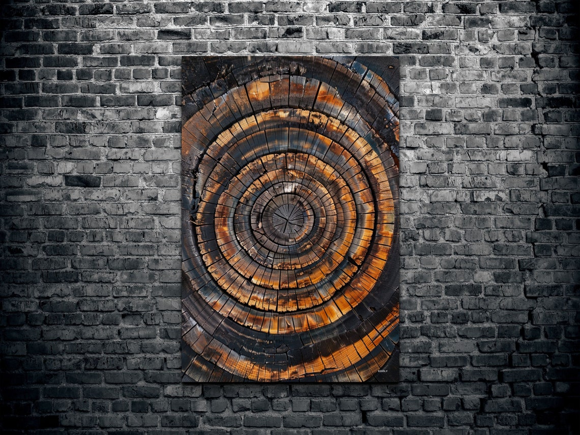 Tree Ring Wood Slice Amber Tones Rustic Cabin Decor Art Poster - Image 2