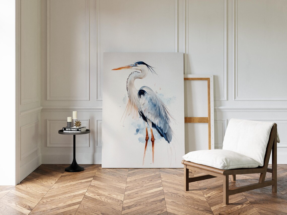 Great Blue Heron Watercolor, Bird Art Print