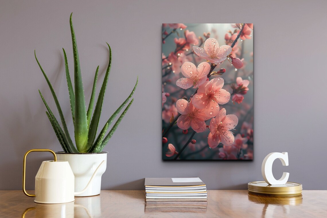 Blossoming Cherry Tree Art Print, Fresh Rain Drops - Image 6
