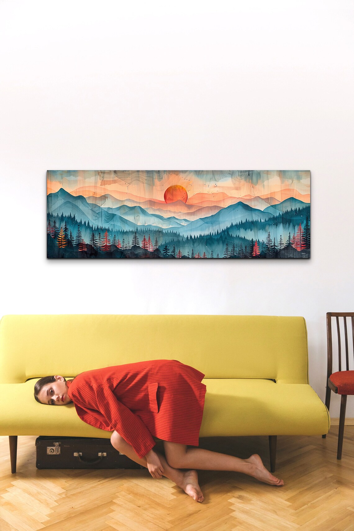 Rocky Mountain Mid-Century Modern Panoramic Art Print - Image 7