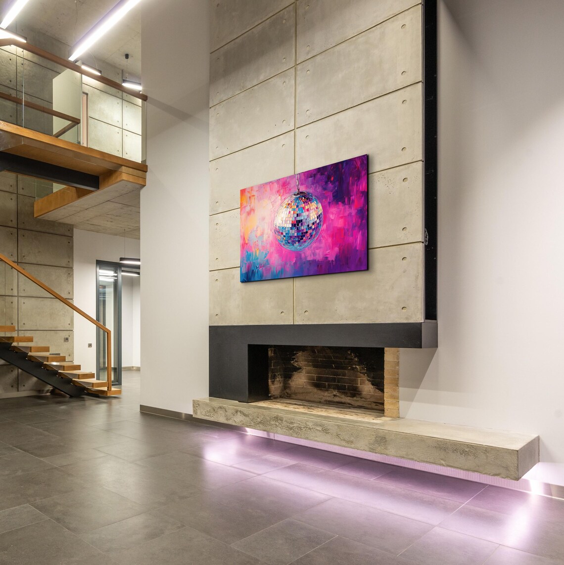 Disco Ball Magenta Pink Purple Abstract Canvas Party Art Poster - Image 5