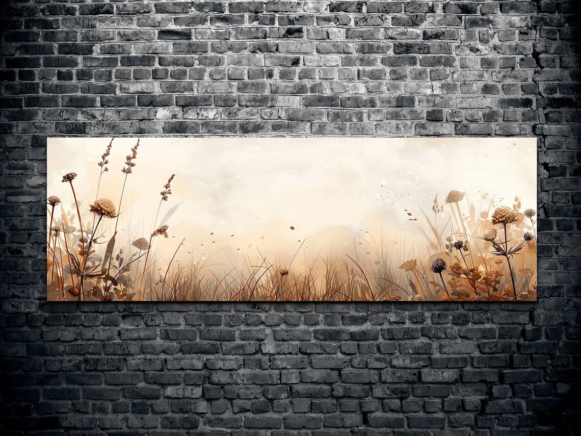 Dried Wildflowers Sepia Botanical Minimalist Neutral Art Poster - Image 2