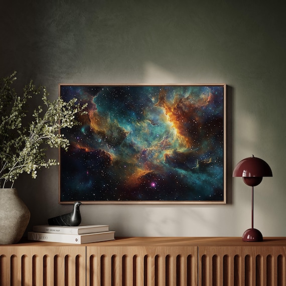 Vibrant Colorful Cosmic Nebula Deep Space Galaxy Stars Poster