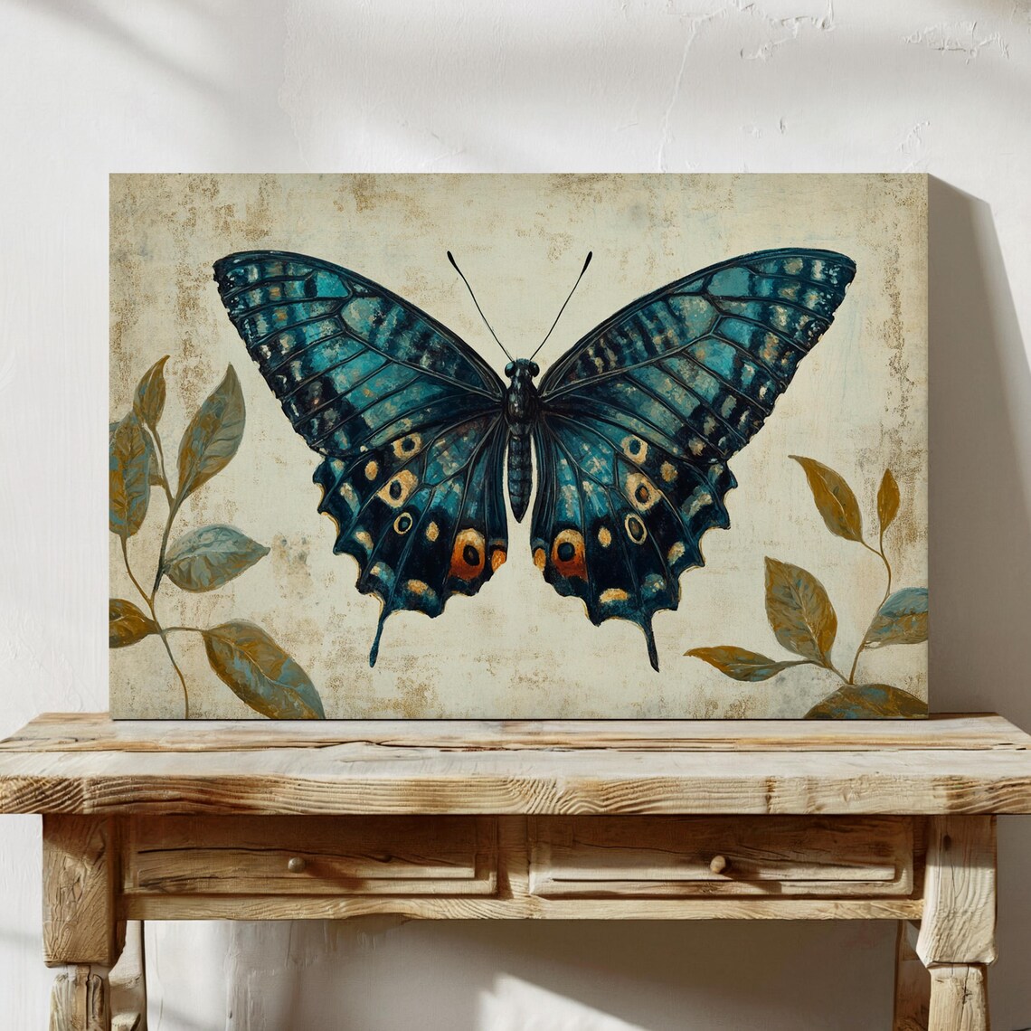 Blue Butterfly, Rustic Botanical Wall Art - Image 5