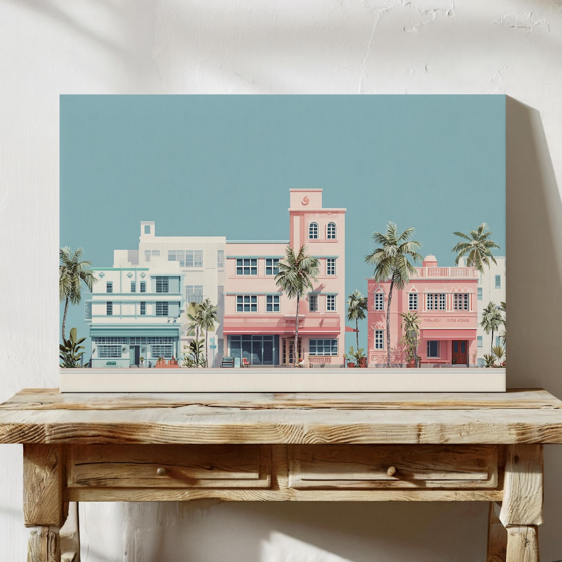 Miami Art Deco Poster, South Beach Retro Coastal Style