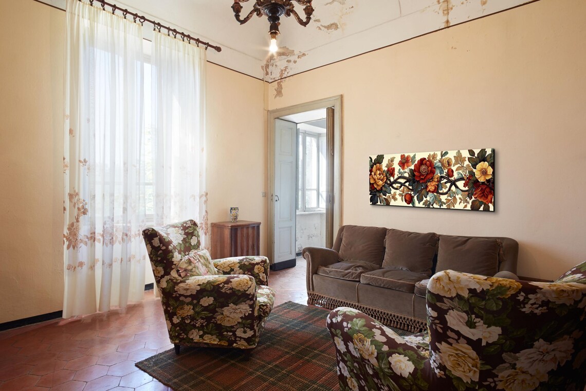 Beautiful Christmas Textile Pattern Flowers Landscape - Image 6
