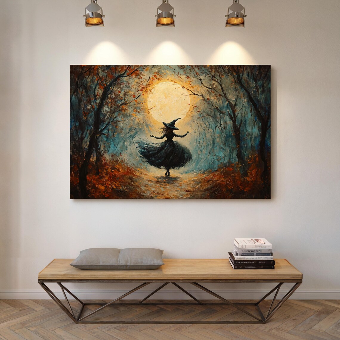 Dancing Witch in Moonlit Forest, Halloween Art Print - Image 5