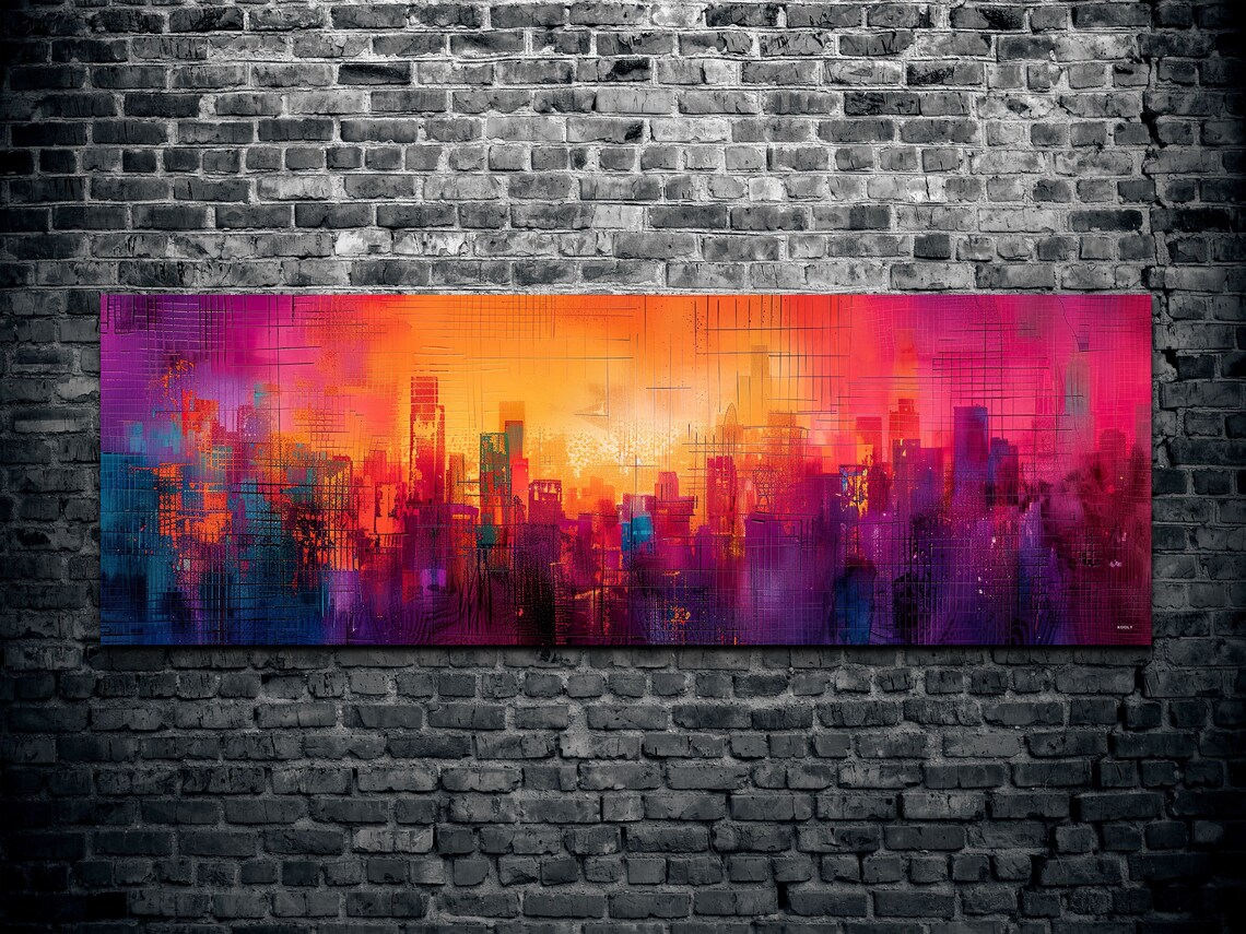 Urban Life Mosaic Colors Abstract Cityscape Art Print - Image 2