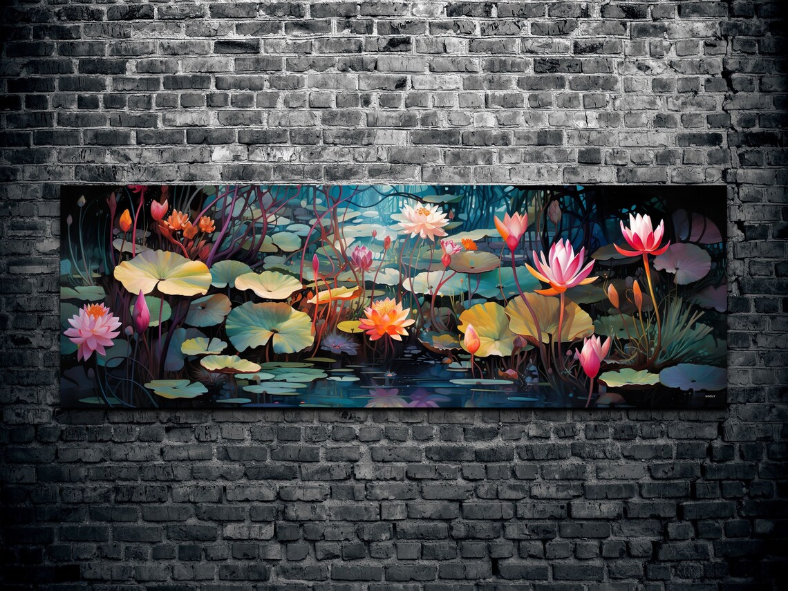 Lilly Pond With Colorful Flowers Art Print - Image 2