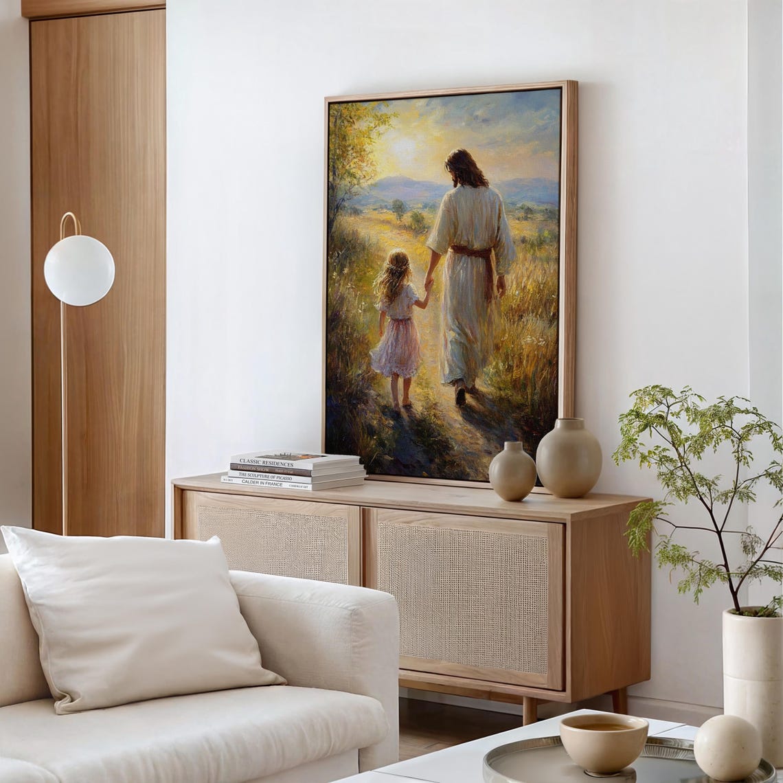 Jesus Walking With A Child At Sunset Tender Christian Scene Poster - Image 5