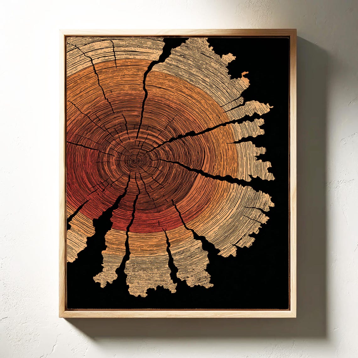 Rustic Tree Ring Canvas Natural Wood Grain Abstract Art