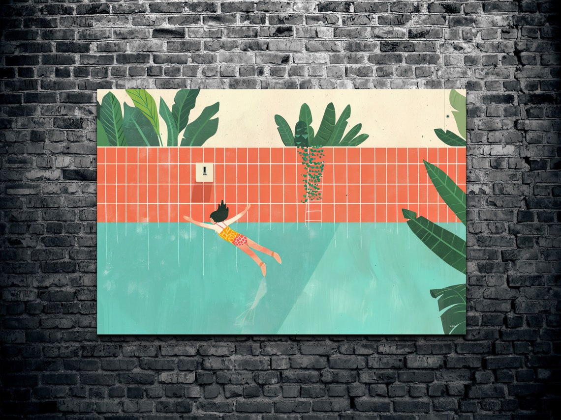 Minimalist Swimming Pool Ready To Hang Wall Art - Image 2