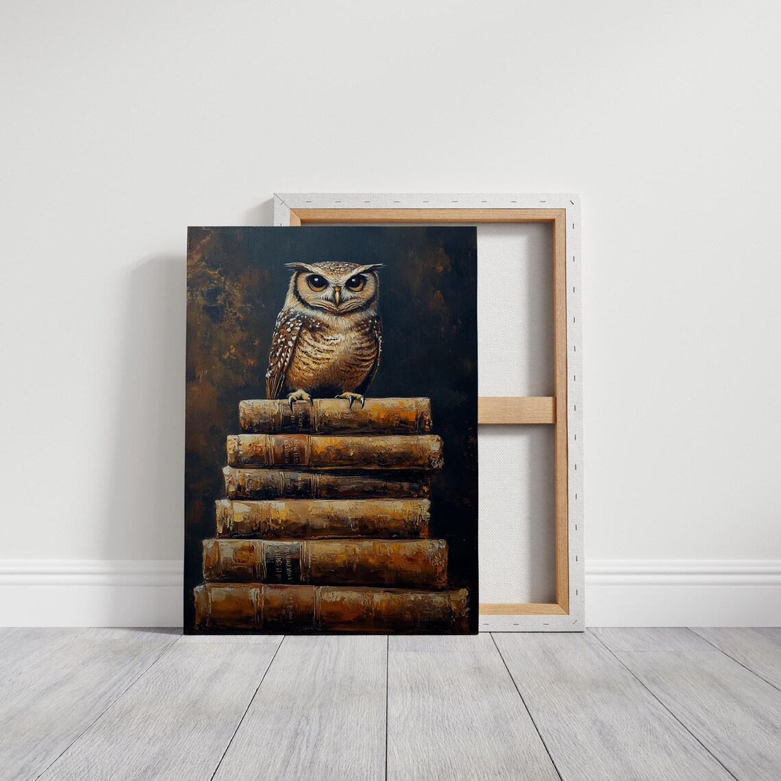 Vintage Owl On Books, Rustic Library Decor Poster - Image 3
