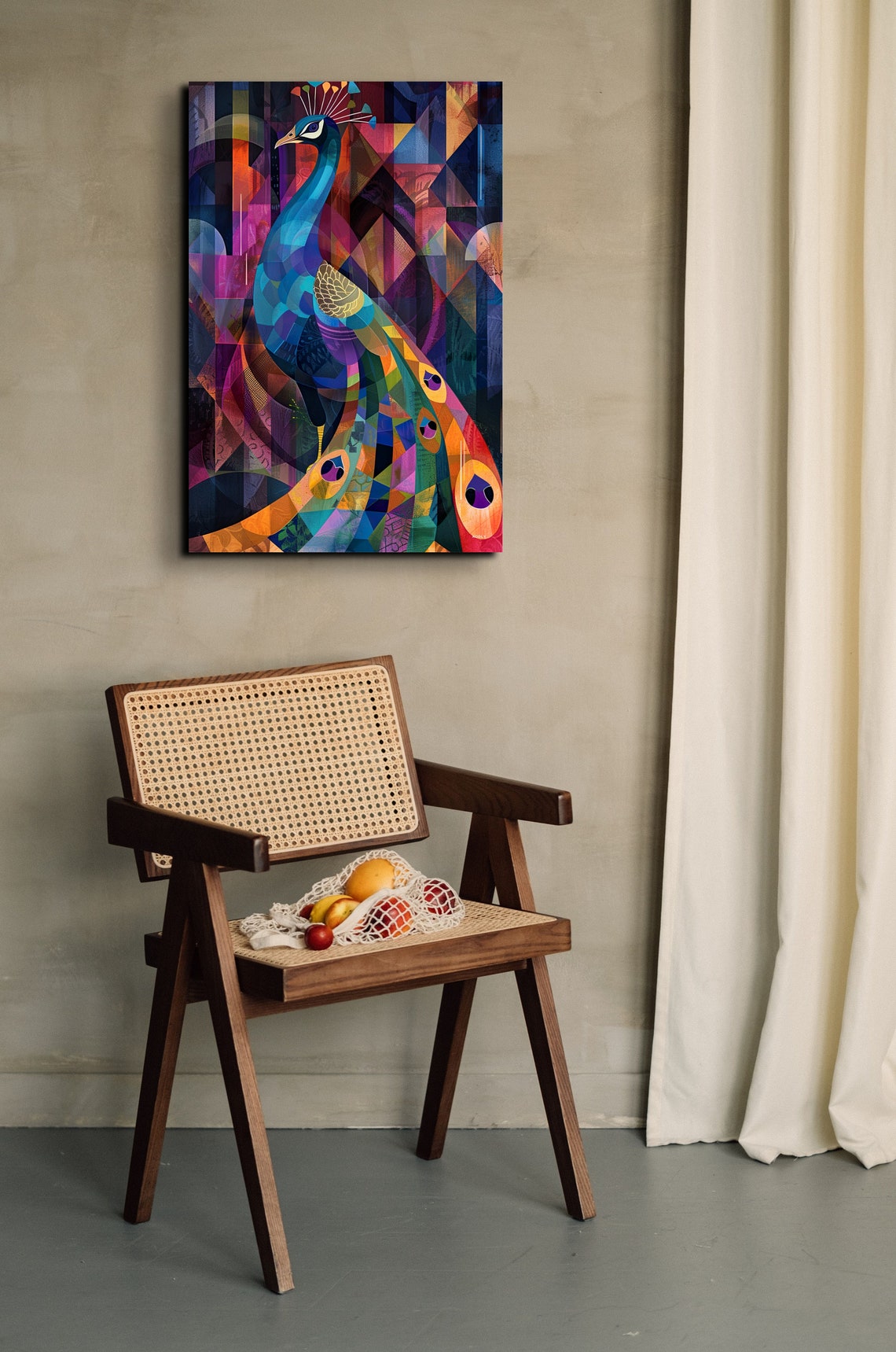 Colorful Geometric Peacock Mosaic Style Vibrant Jewel Tones Poster - Image 4