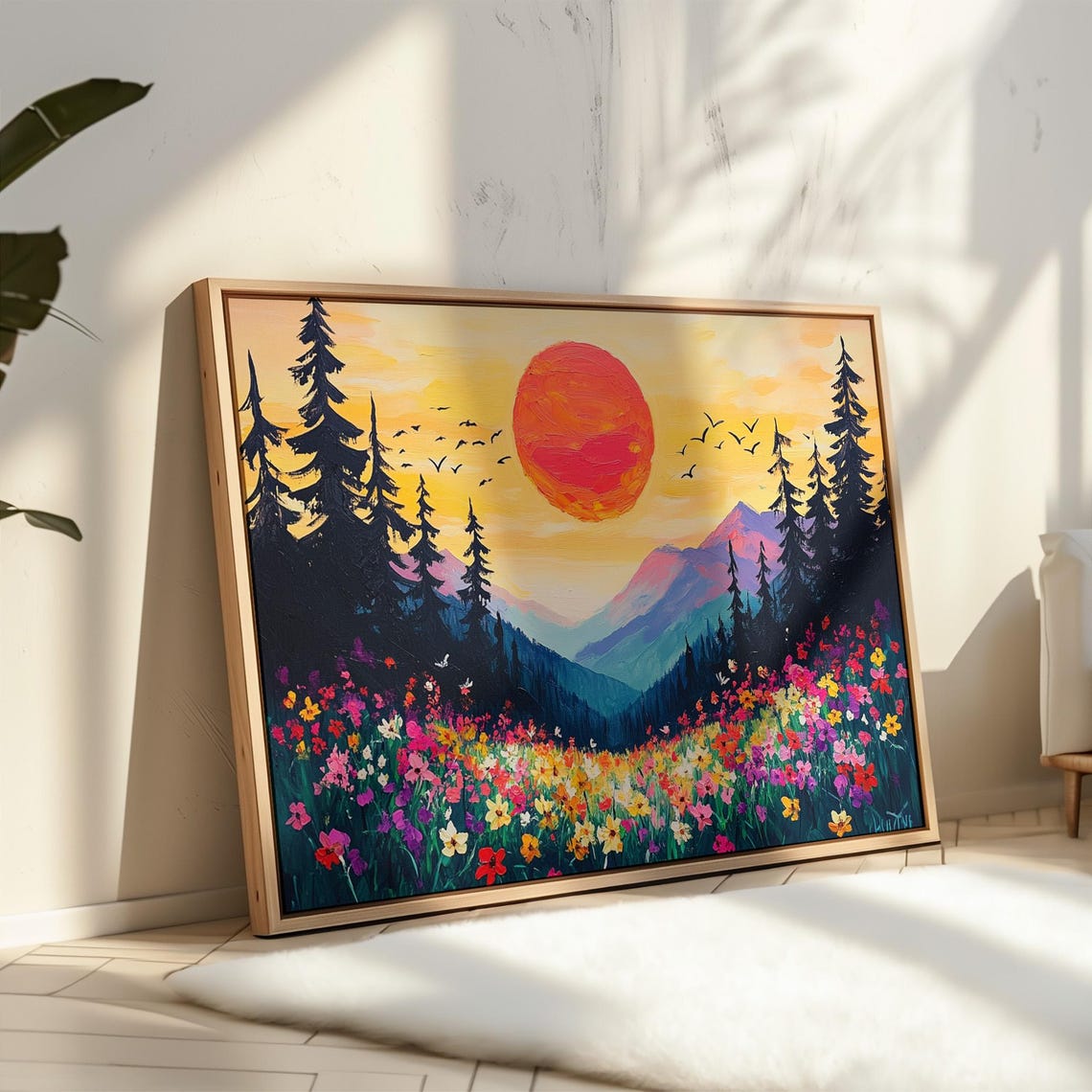 Vibrant Sunset Over Mountain Wildflower Meadow Pine Forest Poster - Image 7