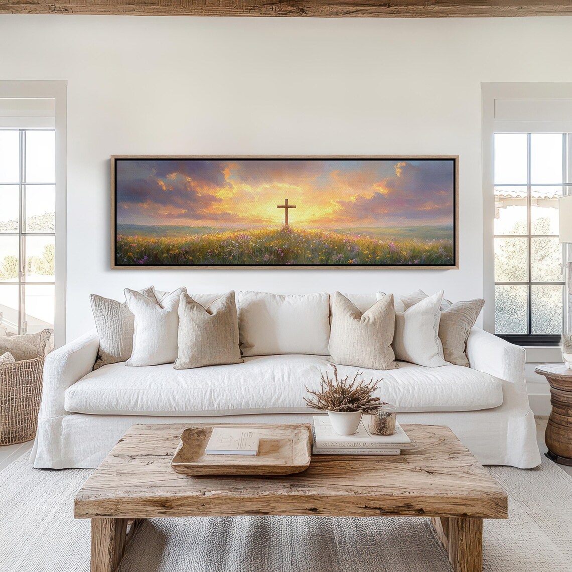 Christian Cross at Sunset, Rustic Faith Hope Print - Image 3