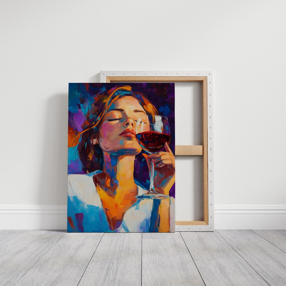 Vibrant Abstract Woman Wine Glass Colorful Impressionist Poster - Image 3