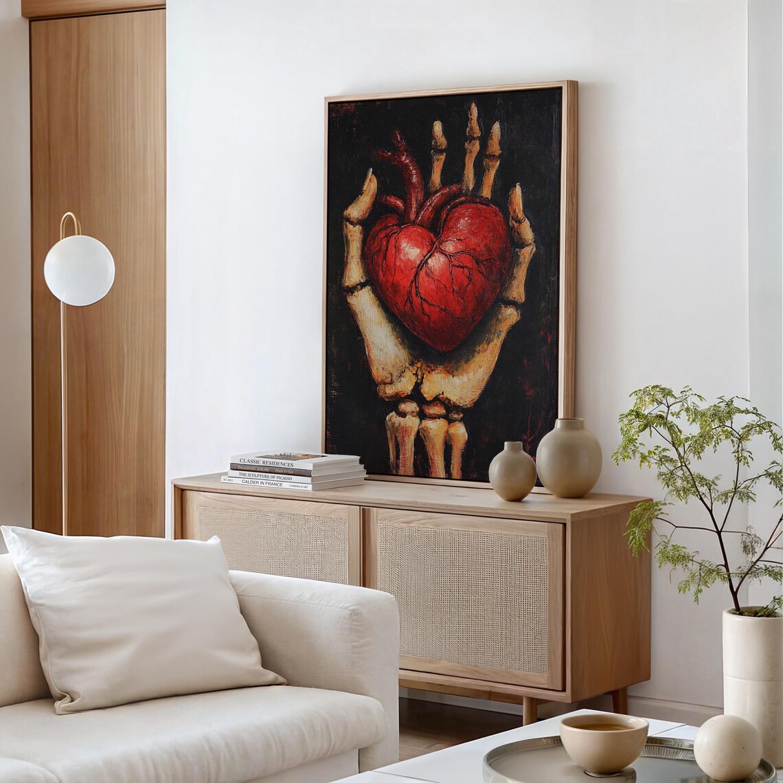 Skeleton Hand Red Anatomical Heart Dark Gothic Oil Painting Art Poster - Image 5