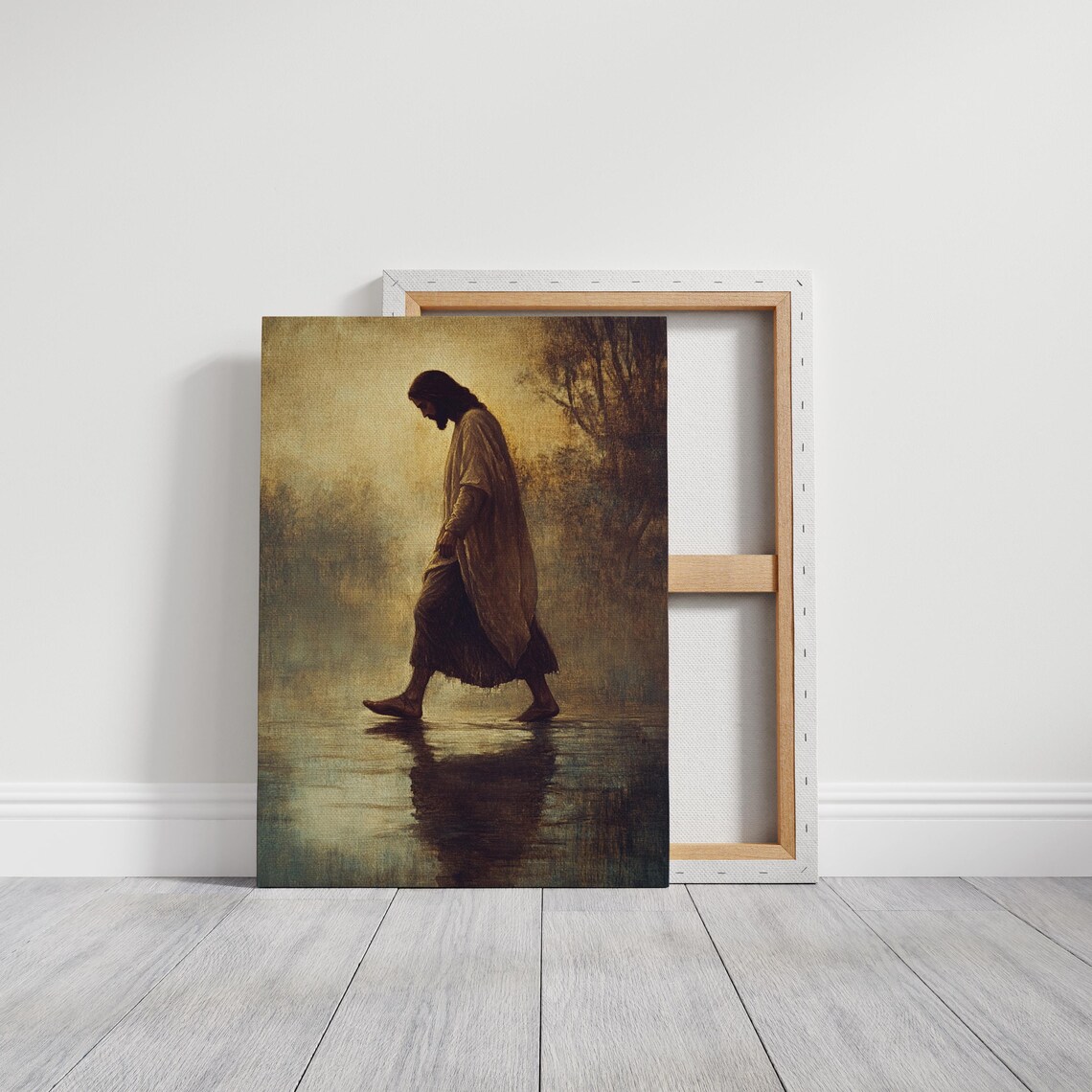 Jesus Walking on Water in Soft Misty Sepia Toned Light Poster - Image 6