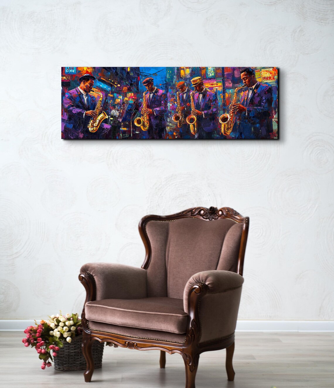 Moody Jazz Saxophone Band Night Club Panoramic Music Art Poster - Image 4