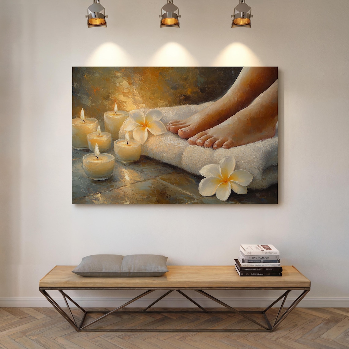 Spa Relaxation Candles Towel Plumeria Warm Zen Retreat Poster - Image 4