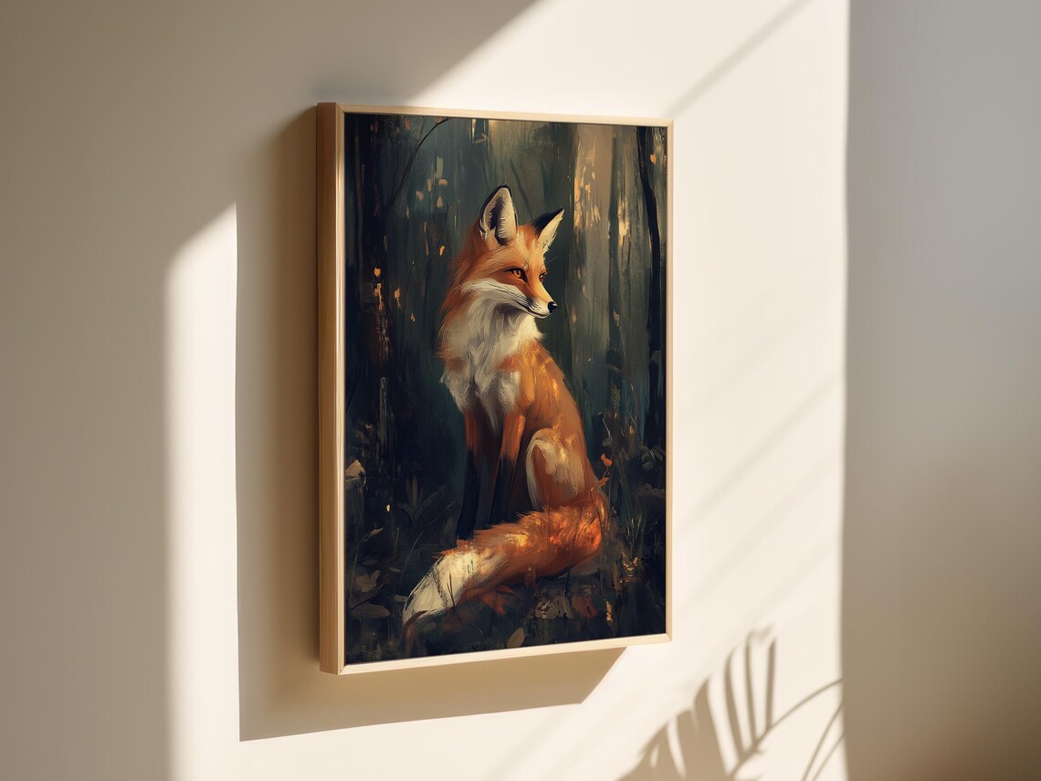 Elegant Fox Art Print, Mystical Forest Scene - Image 5