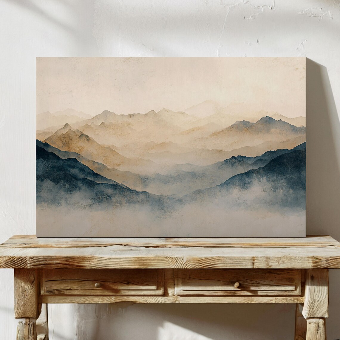 Abstract Misty Mountain Landscape, Modern Nature Decor