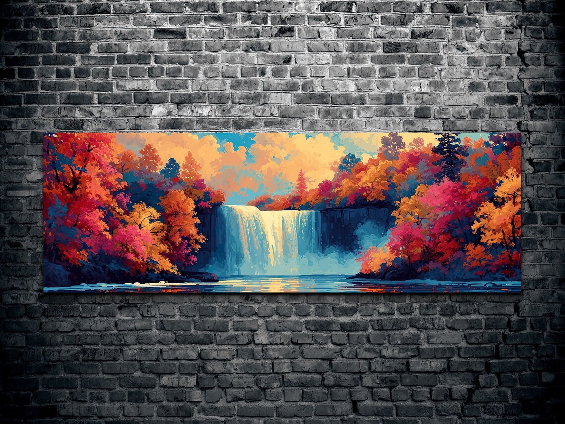 Panoramic Waterfall Art Print, Nature Landscape - Image 2