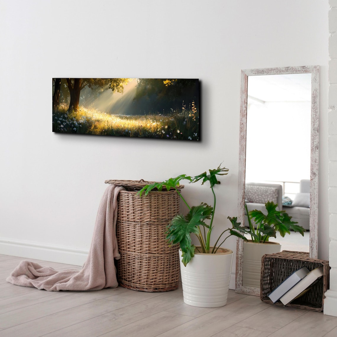 Serene Wild Flower Landscape, Tranquil Landscape Art - Image 4