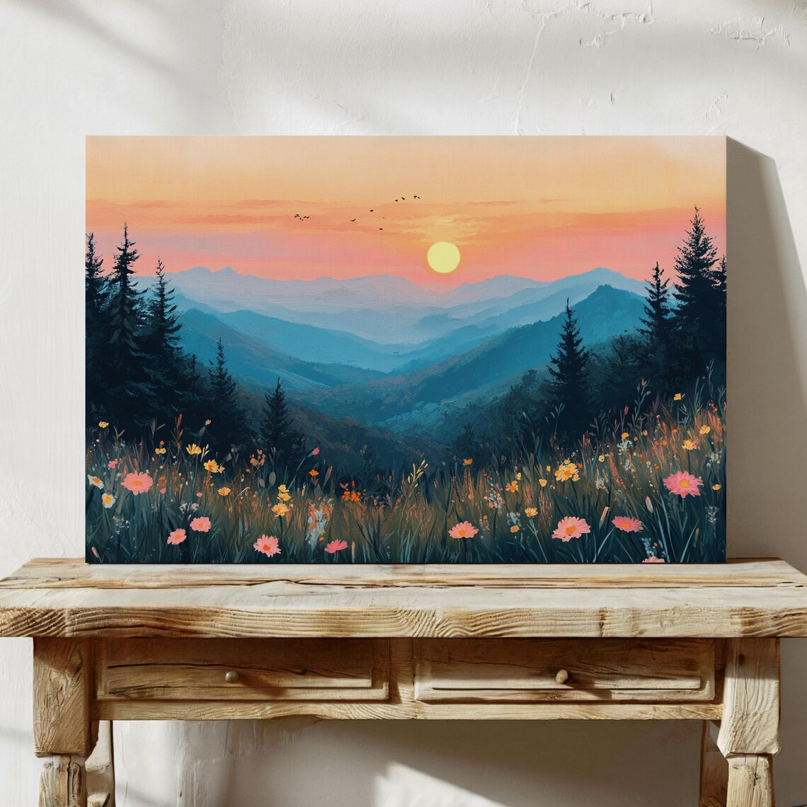 Majestic Sunset Over Mountain Valley, Nature Landscape - Image 3