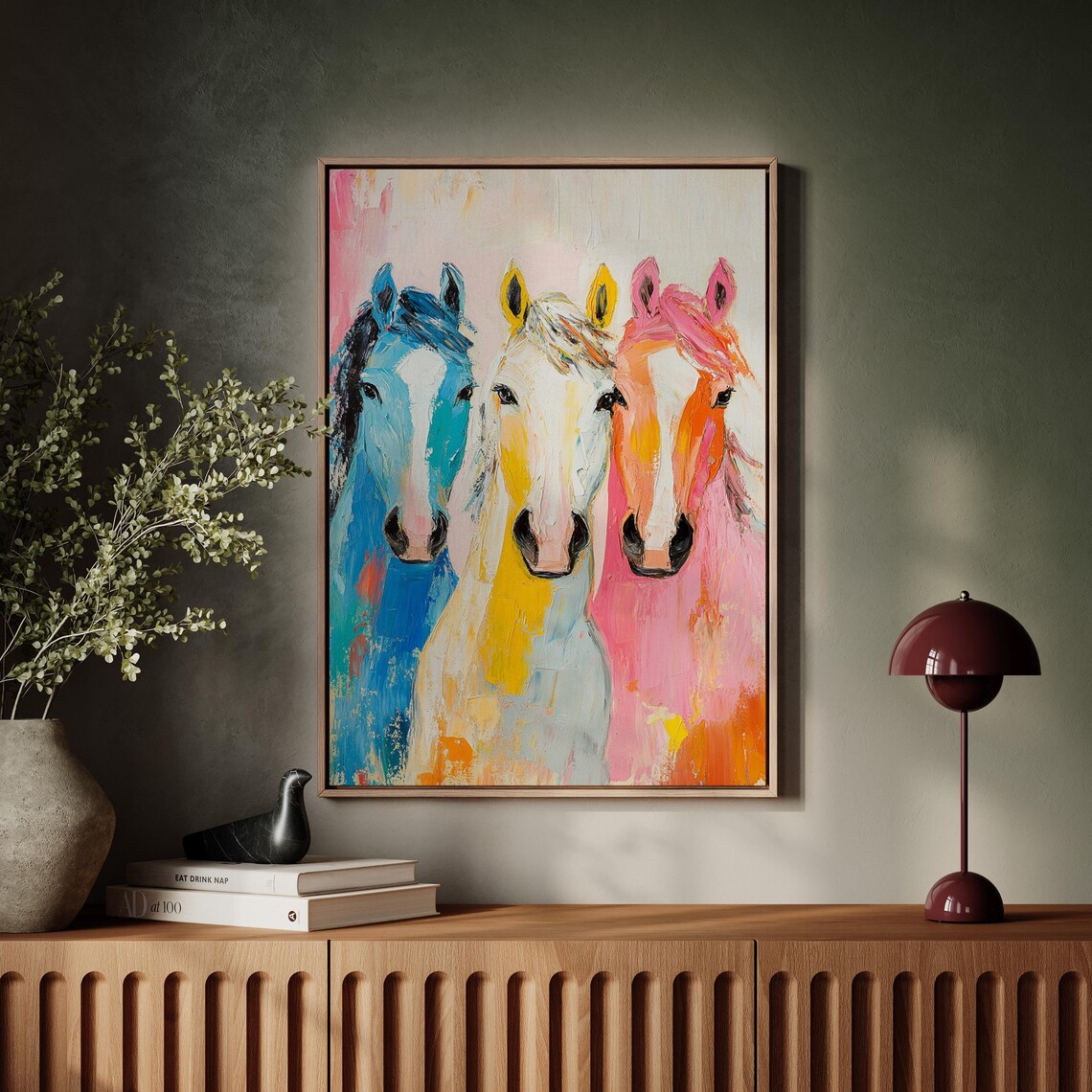 Colorful Horse Trio Abstract Farmhouse Wall Art - Image 4