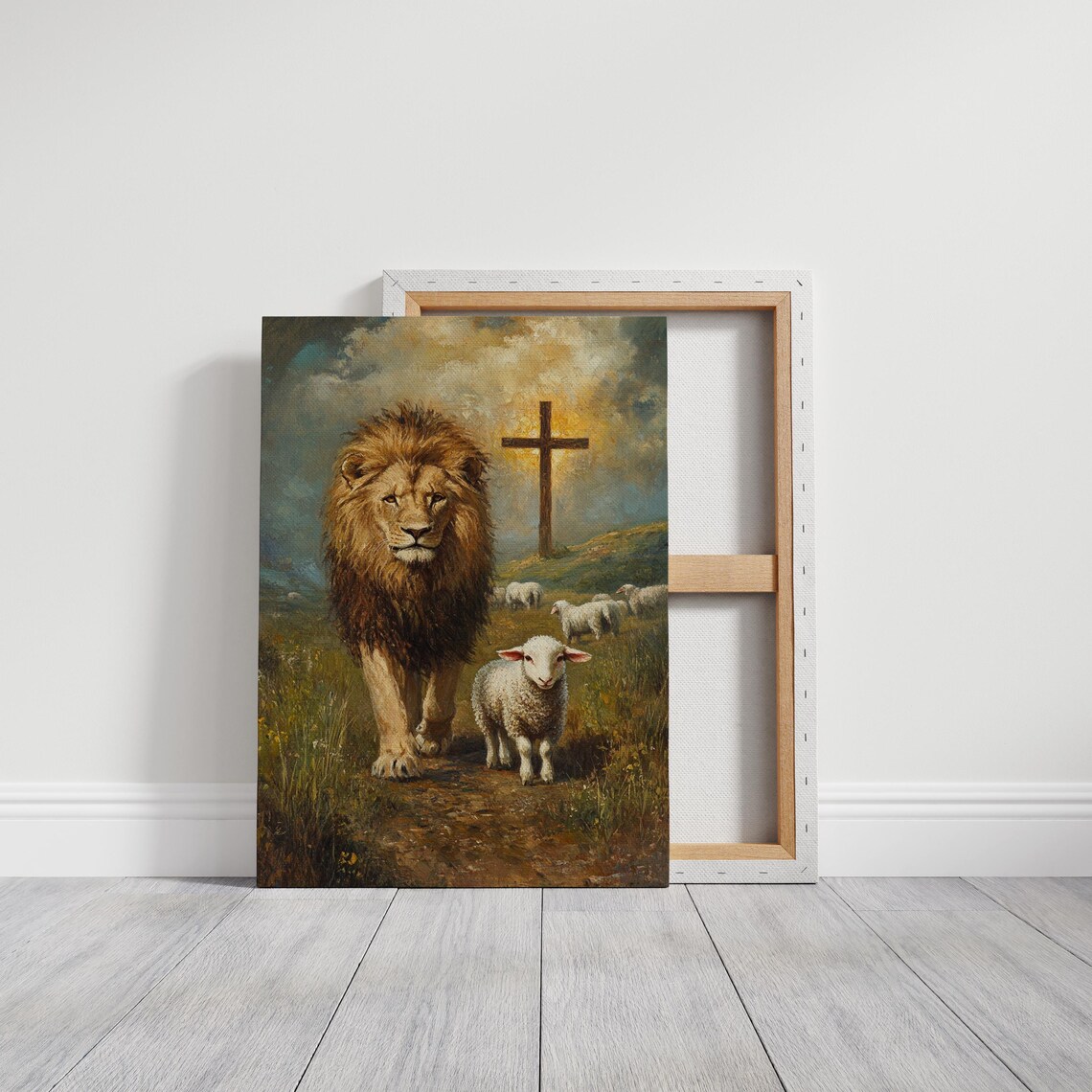The Lion And The Lamb With Cross Powerful Christian Faith Poster - Image 6