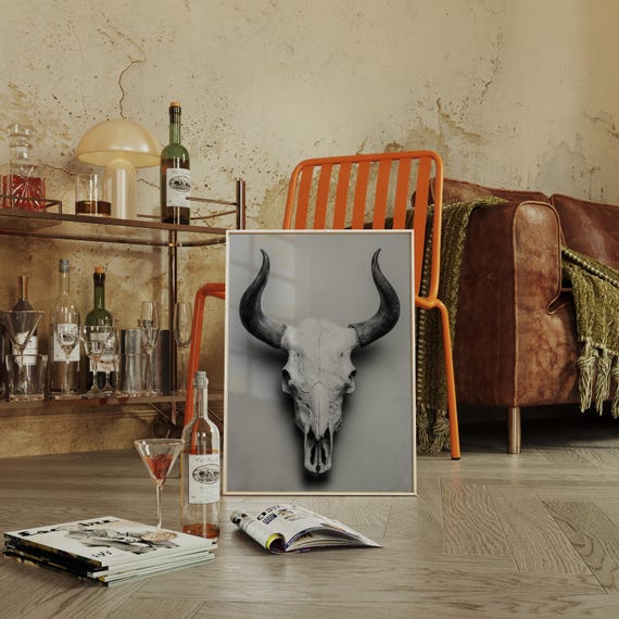 Curved Horn Buffalo Skull Wall Art