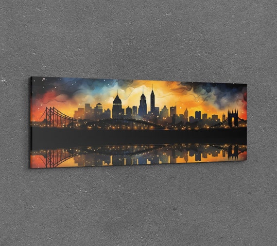 Pittsburgh Skyline Travel Poster, City Life Decor