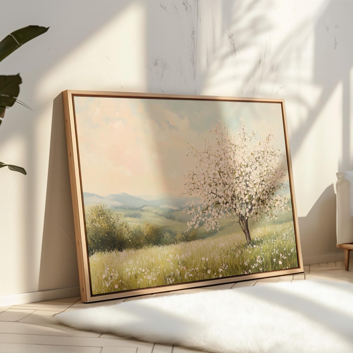 Serene Springtime Blossom Wall Art Beautiful Blooming Tree Landscape For Hangable Home Or Office Decor - Image 3