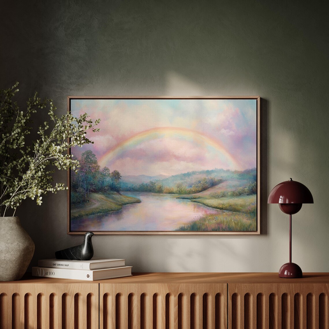 Pastel Rainbow Over Tranquil River Landscape - Image 5